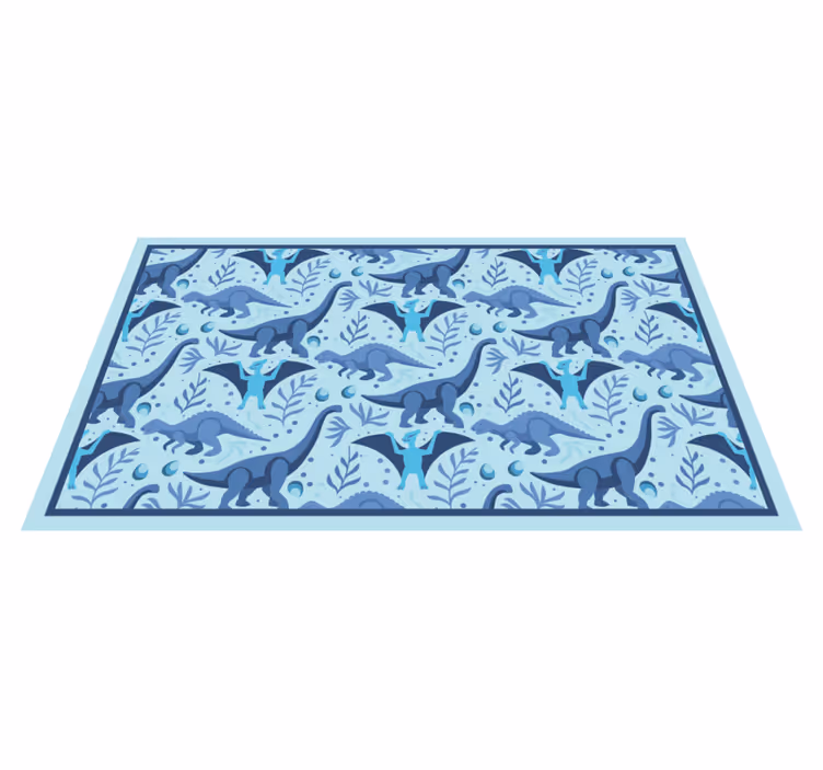 Tappeto vinile per bambini spedizione dei dinosauri blu - TenStickers