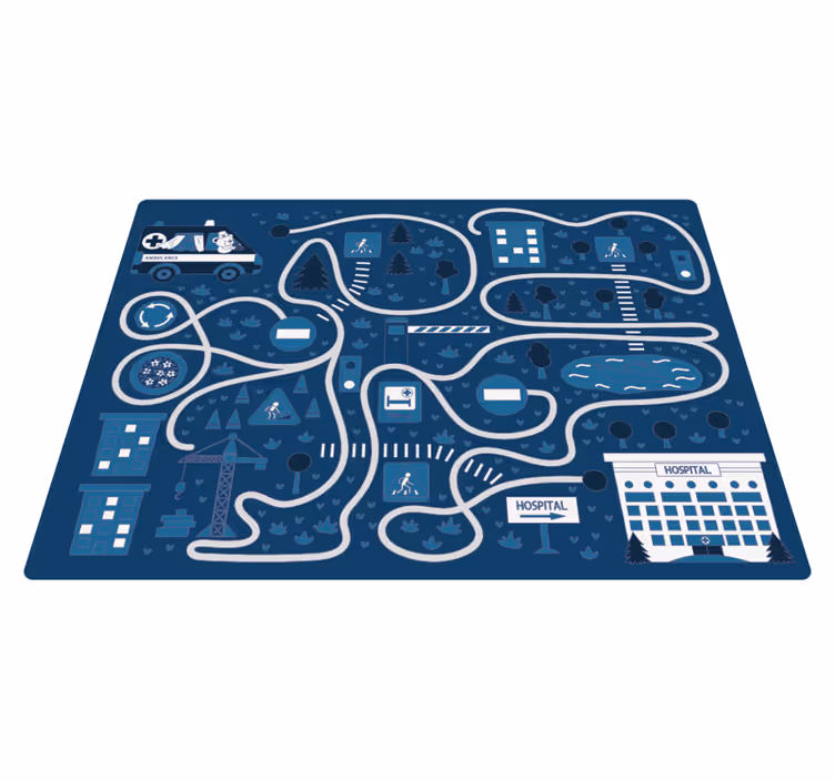Tappeto vinile strade mappa della città blu - TenStickers
