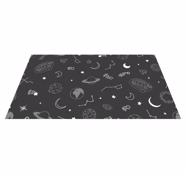 Tappetto vinile stelle elementi celesti grigi - TenStickers