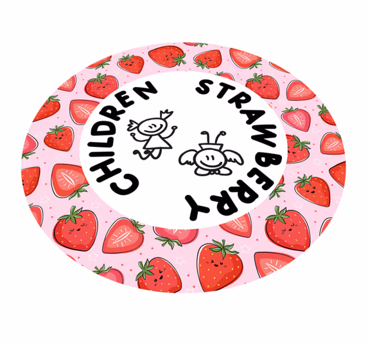 Tappeto pvc cucina fragole e bambini - TenStickers