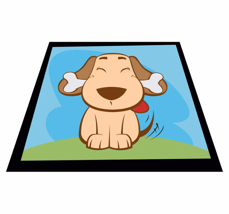 Tappeto vinile animali cane felice con l'osso - TenStickers