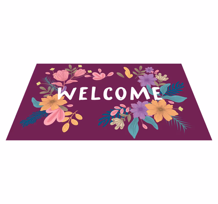 Zerbino pvc cartello di benvenuto floreale - TenStickers
