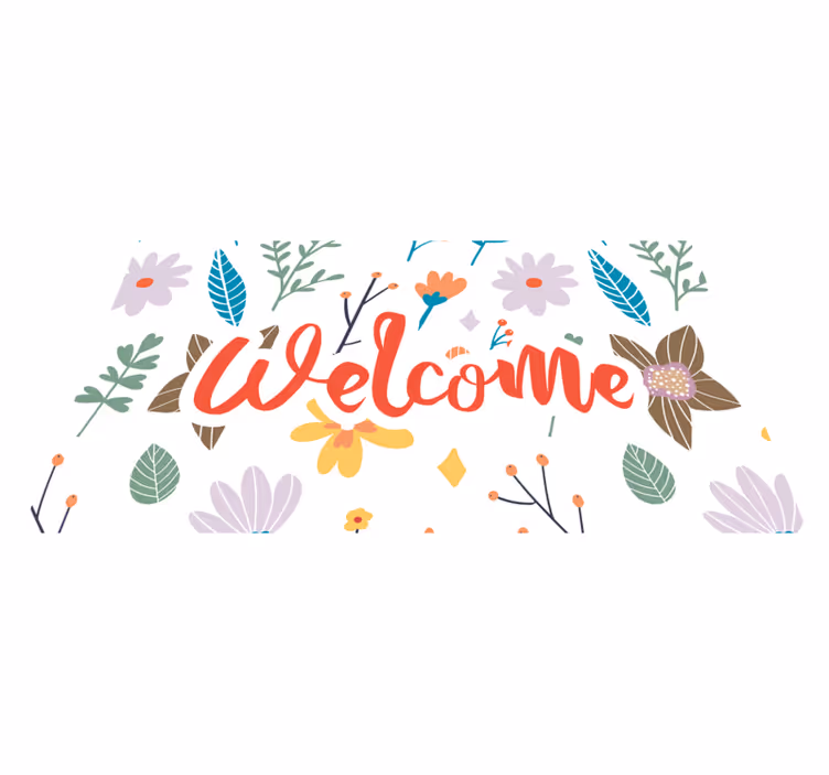 Zerbino pvc design floreale di benvenuto - TenStickers