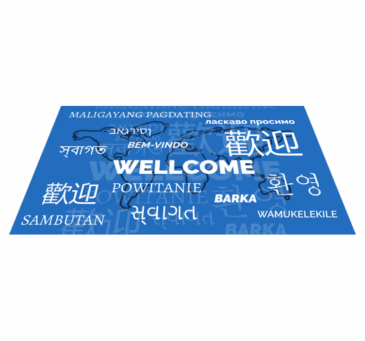 Tappeto vinile mappamondo benvenuto in diverse lingue - TenStickers