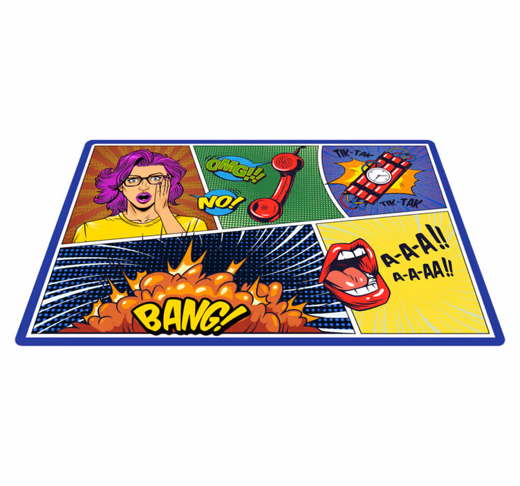 Tappeto vinile per ragazzi reazioni in stile fumetto - TenStickers