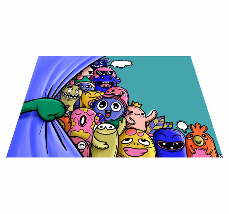 Tappeto vinile per bambini personaggi mostruosi colorati - TenStickers