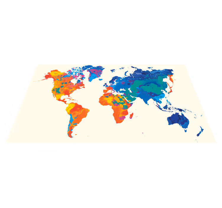 Tappeto vinile mappamondo atlante globale vivace - TenStickers