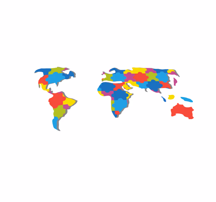 Tappeto vinile mappamondo design colorato in tutto il mondo - TenStickers