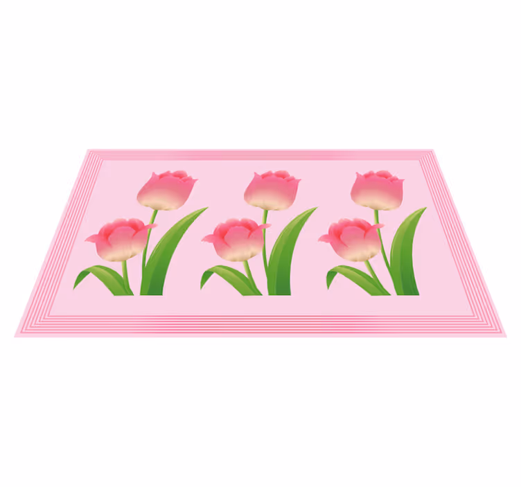 Tappeto vinile fiori esposizione di tulipani rosa - TenStickers