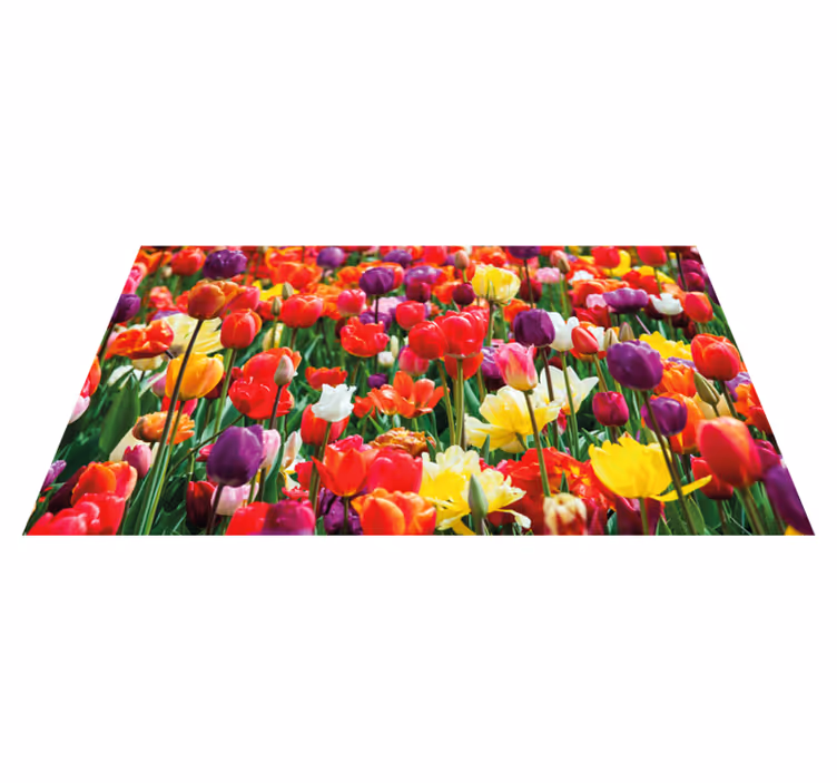 Tappeto vinile fiori vivace composizione di tulipani - TenStickers