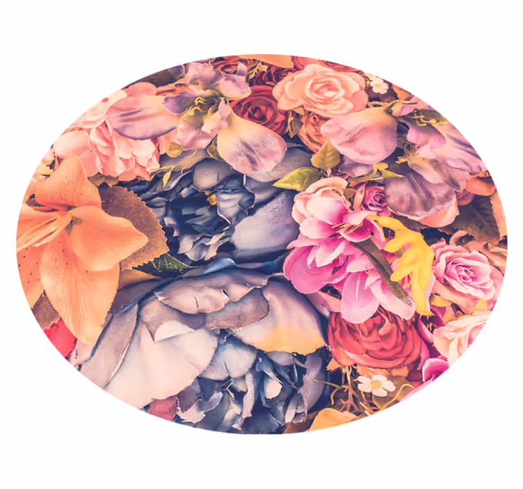 Tappeto vinile fiori composizione floreale rotonda - TenStickers