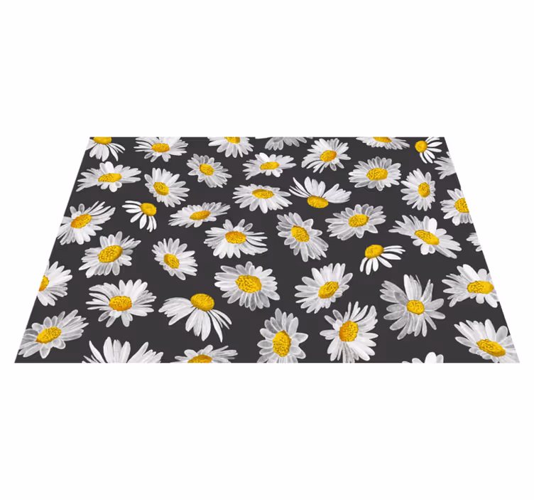 Tappeto vinile fiori motivo margherita grigia - TenStickers