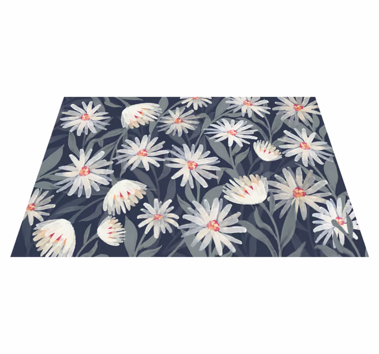 Tappeto vinile fiori margherite bianche floreali - TenStickers