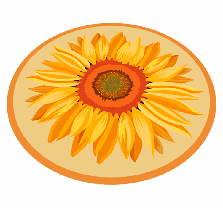 Tappeto vinile fiori girasole rotondo - TenStickers