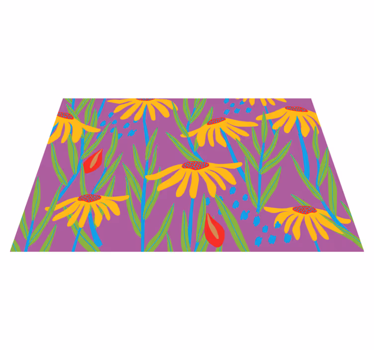 Tappeto vinile fiori disposizione botanica viola - TenStickers