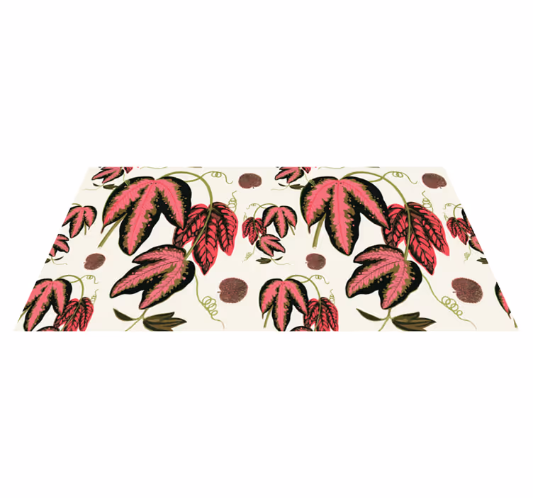 Tappeto vinile fiori motivo a foglia rosa - TenStickers