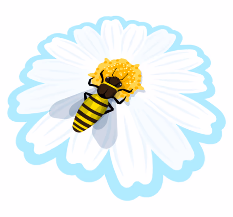 Tappeto vinile fiori ape sulla margherita - TenStickers