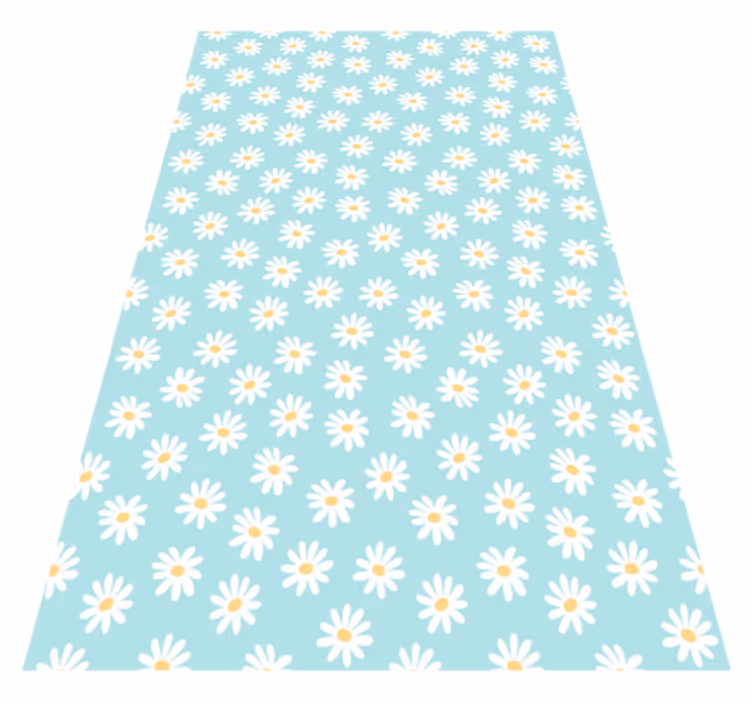 Tappeto vinile fiori motivo blu margherita - TenStickers