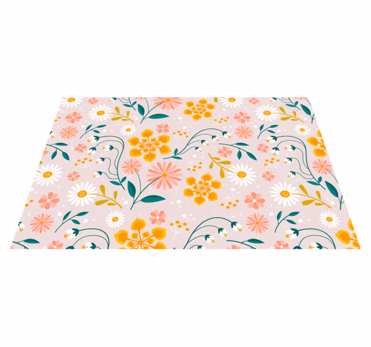 Tappeto vinile fiori disegno del campo di margherite - TenStickers