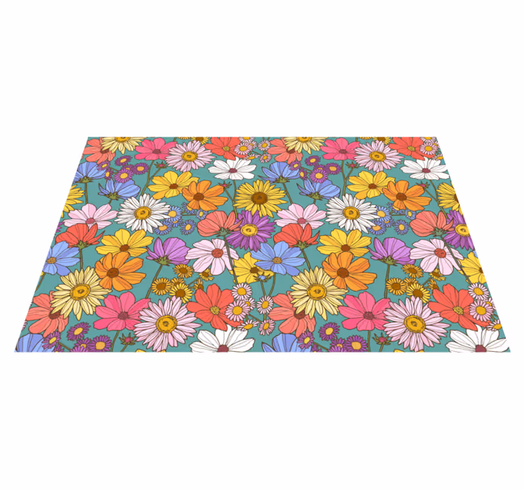 Tappeto vinile fiori motivo luminoso e colorato - TenStickers