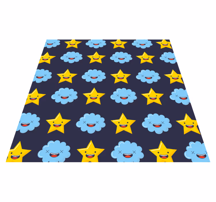 Tappetto vinile stelle nuvole di astri sorridenti - TenStickers
