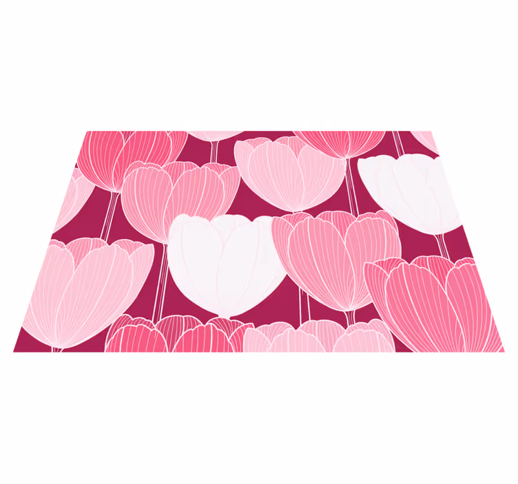Tappeto vinile fiori elementi di tulipano rosa - TenStickers