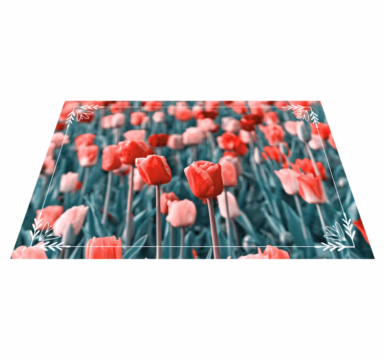 Tappeto vinile fiori scena di campo di tulipani - TenStickers