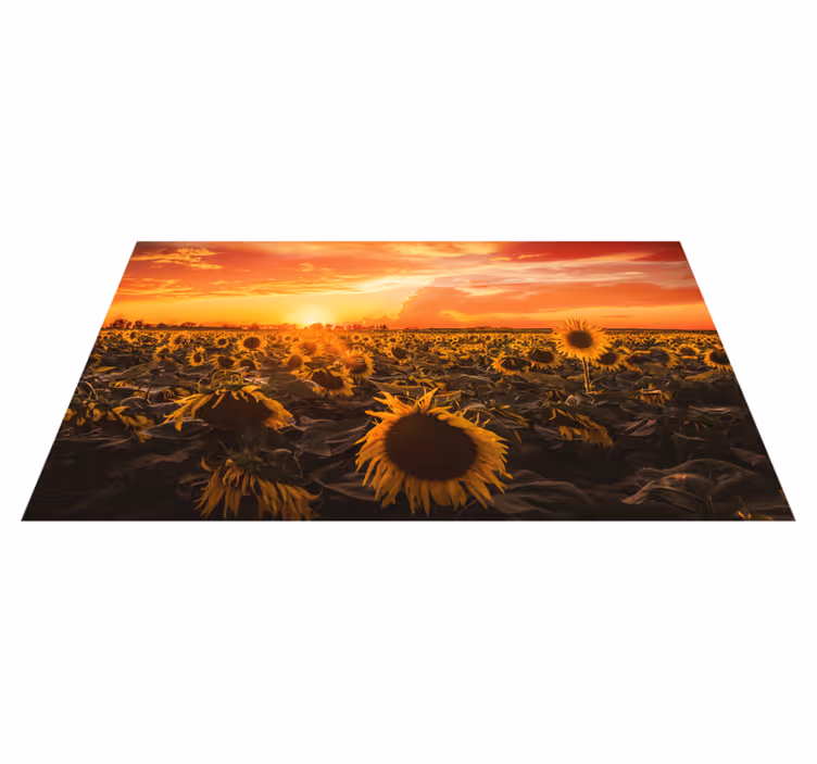 Tappeto vinile fiori scena di tramonto di girasole - TenStickers