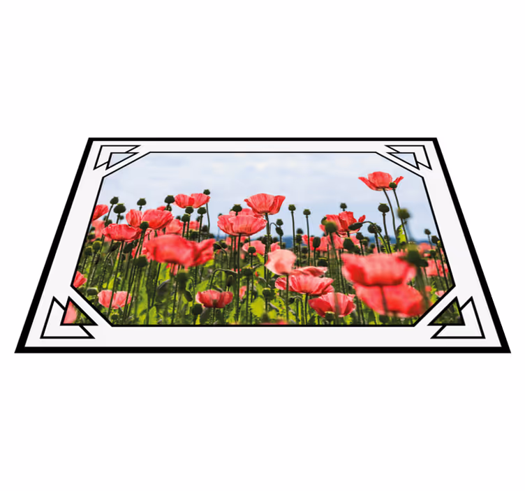 Tappeto vinile fiori campo di papaveri colorati - TenStickers