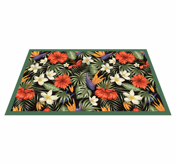 Tappeto vinile fiori motivo tropicale colorato - TenStickers