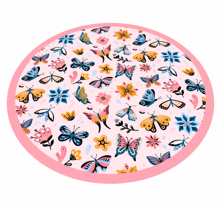 Tappeto vinile per bambini emblema vibrante della farfalla - TenStickers