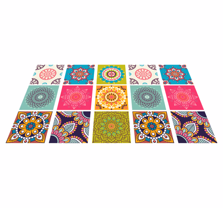 Tappeto vinile Mandala motivo di piastrelle colorate - TenStickers