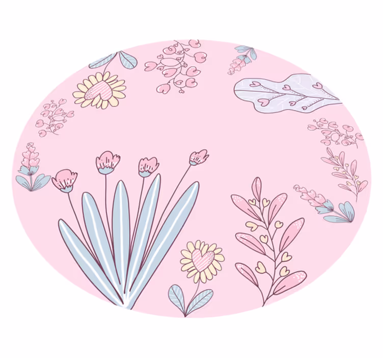 Tappeto vinile fiori motivi floreali a cuore - TenStickers