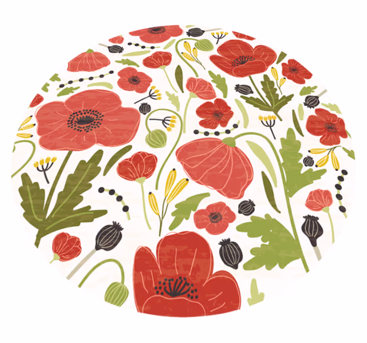 Tappeto vinile fiori blossom di papavero rosso - TenStickers