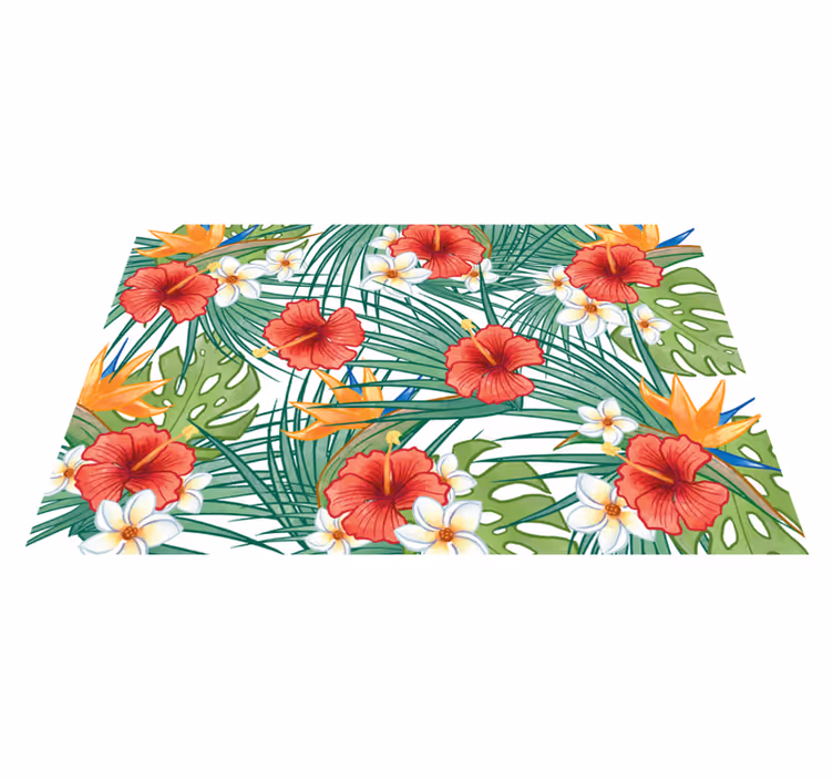 Tappeto vinile fiori tema floreale tropicale - TenStickers