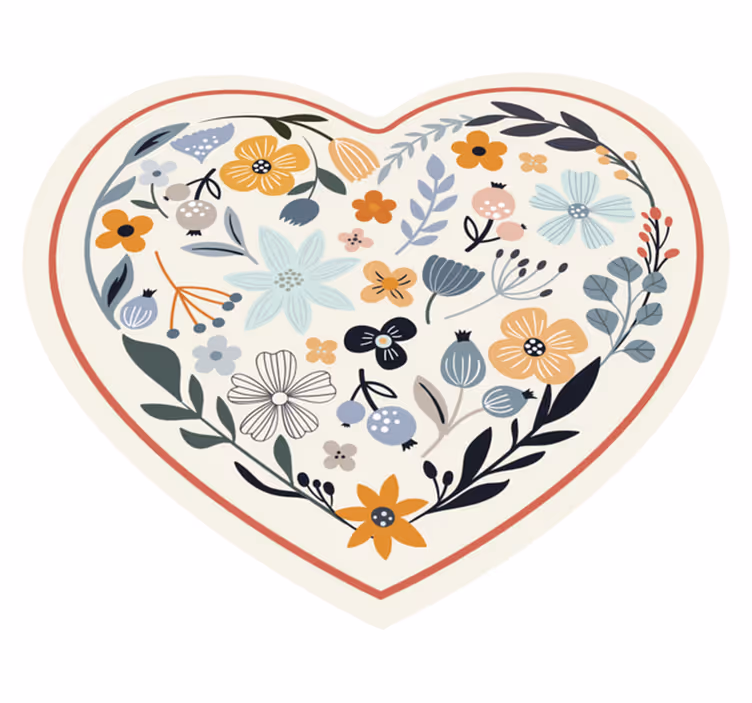 Tappeto vinile fiori composizione floreale a forma di cuore - TenStickers