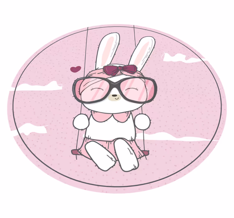 Tappeto vinile per bambini simpatico coniglietto che dondola - TenStickers
