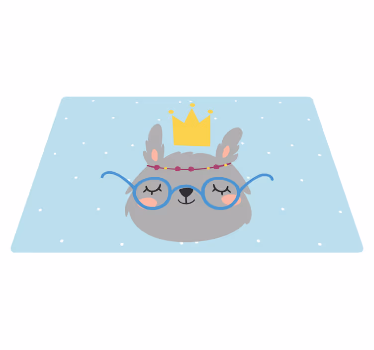 Tappeto vinile per bambini coniglio grigio nordico occhiali - TenStickers