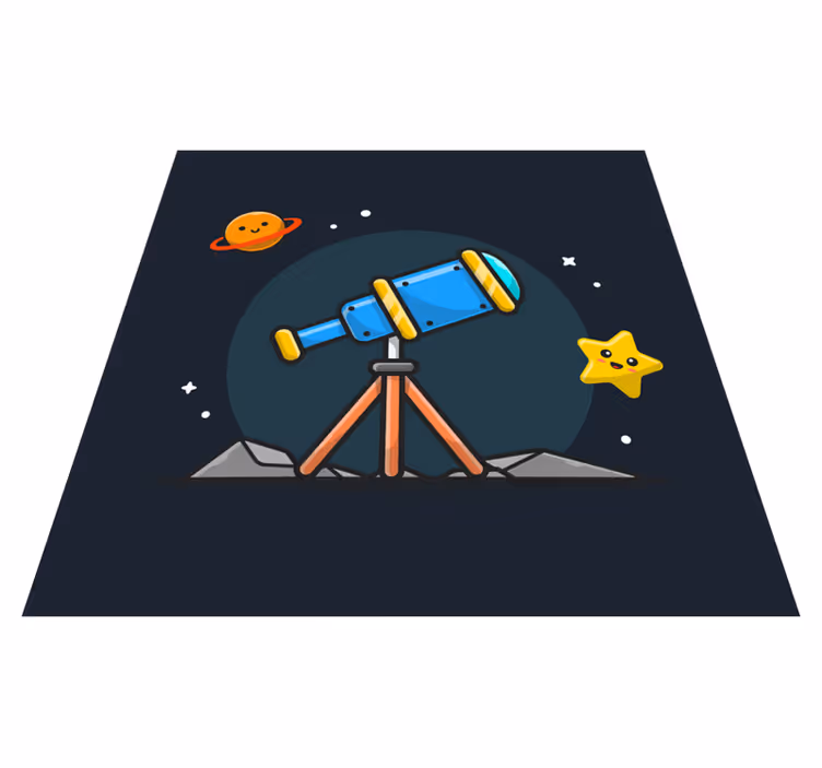 Tappetto vinile stelle avventura con il telescopio - TenStickers