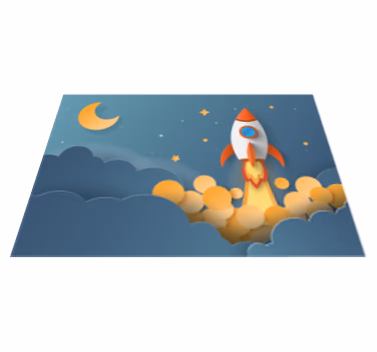 Tappetto vinile stelle avventura di lancio di razzi - TenStickers