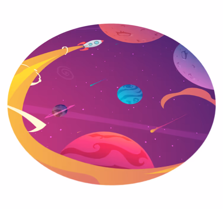 Tappetto vinile stelle viaggio cosmico del razzo - TenStickers