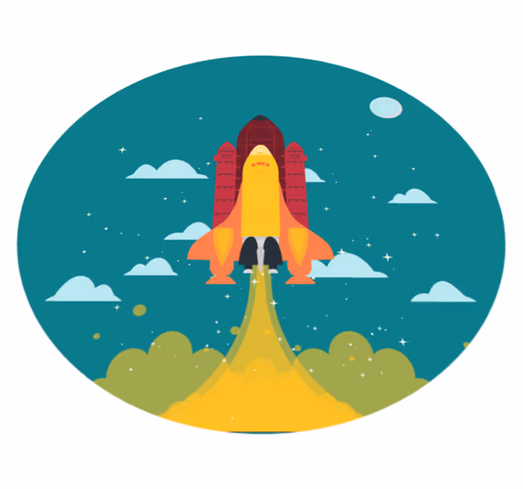 Tappetto vinile stelle lancio di razzi - TenStickers