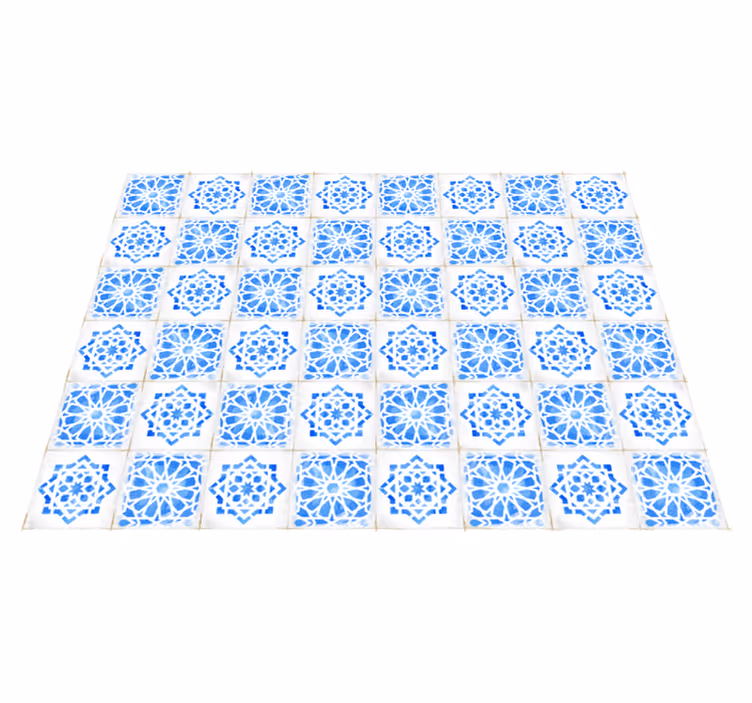 Tappeto vinile piastrelle intricati motivi blu - TenStickers