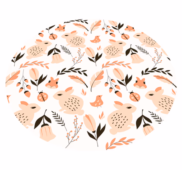 Tappeto vinile per bambini delicato coniglietto floreale - TenStickers