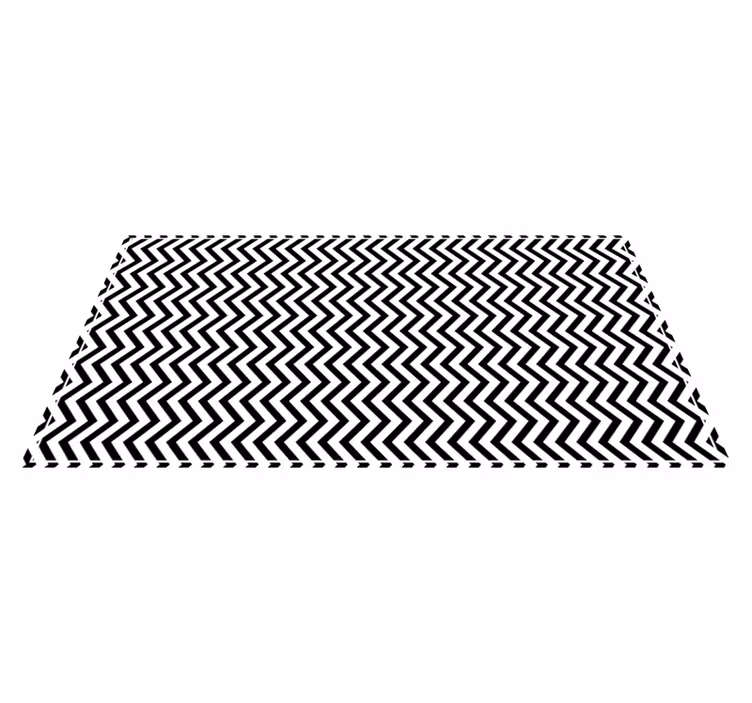 Tappeto vinile geometrico chevron bianco e nero - TenStickers