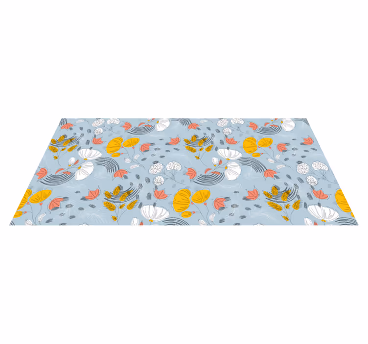 Tappeto vinile fiori fioritura a motivo blu - TenStickers