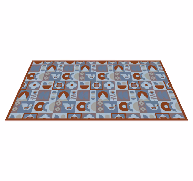 Tappeto vinile geometrico composizioni grigie e blu - TenStickers