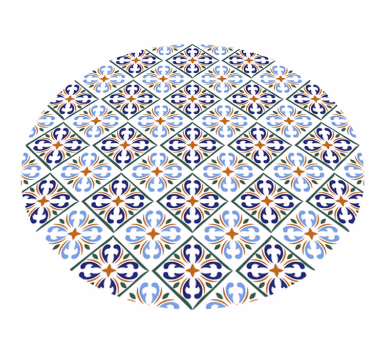 Tappeto vinile piastrelle sfumature geometriche di blu - TenStickers