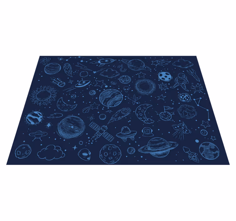 Tappetto vinile stelle avventura cosmica blu - TenStickers