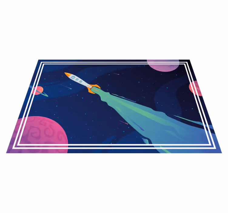 Tappetto vinile stelle astronave in orbita - TenStickers